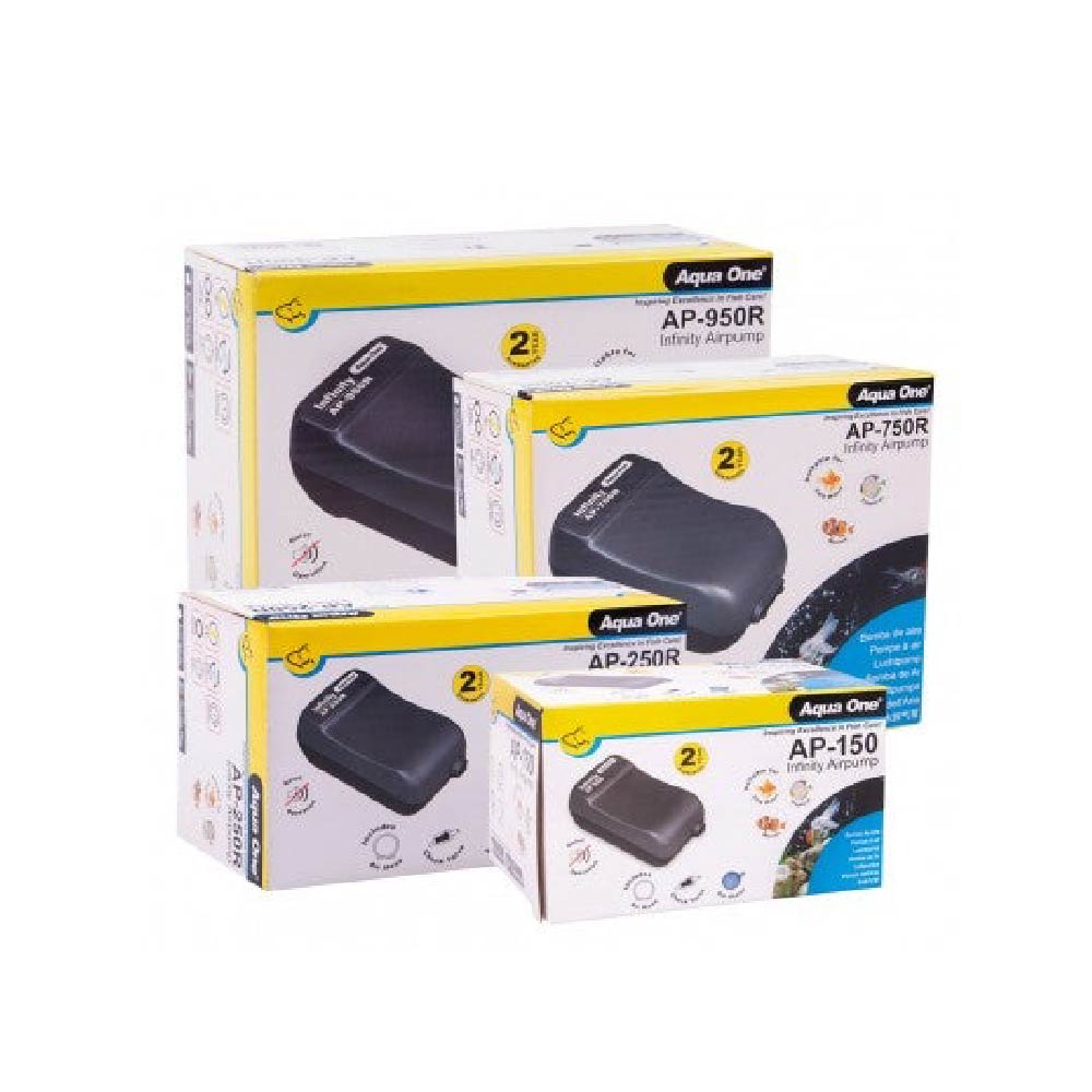 Aqua One Infinity Air Pump 1x100L/H. 1x200L/H, 2x 200L/H & 2x280L/H