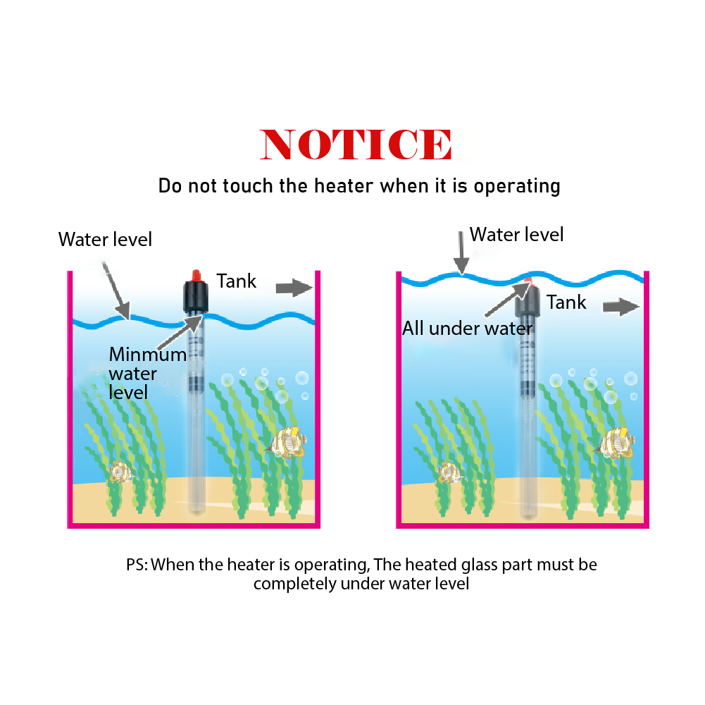 BOYU Submersible Fish Tank Glass Heater 25W, 50W, 75W,100W,150W,200W,250W,300W
