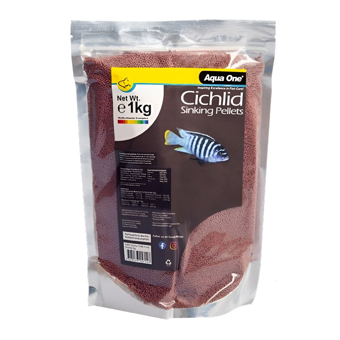 Aqua One 11577 Cichlid Pellet Food Sinking 1kg Bulk Fish Food