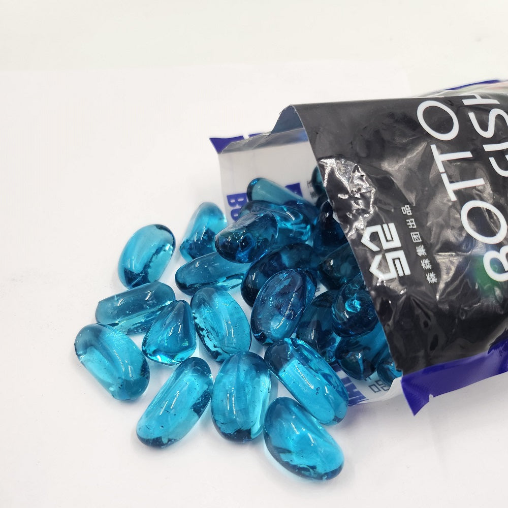 Sea Blue Glass Cashew Nut 25-28mm Aquarium Decorative Gravel Pebbles Stones Fish Tank Aquascape Terrarium