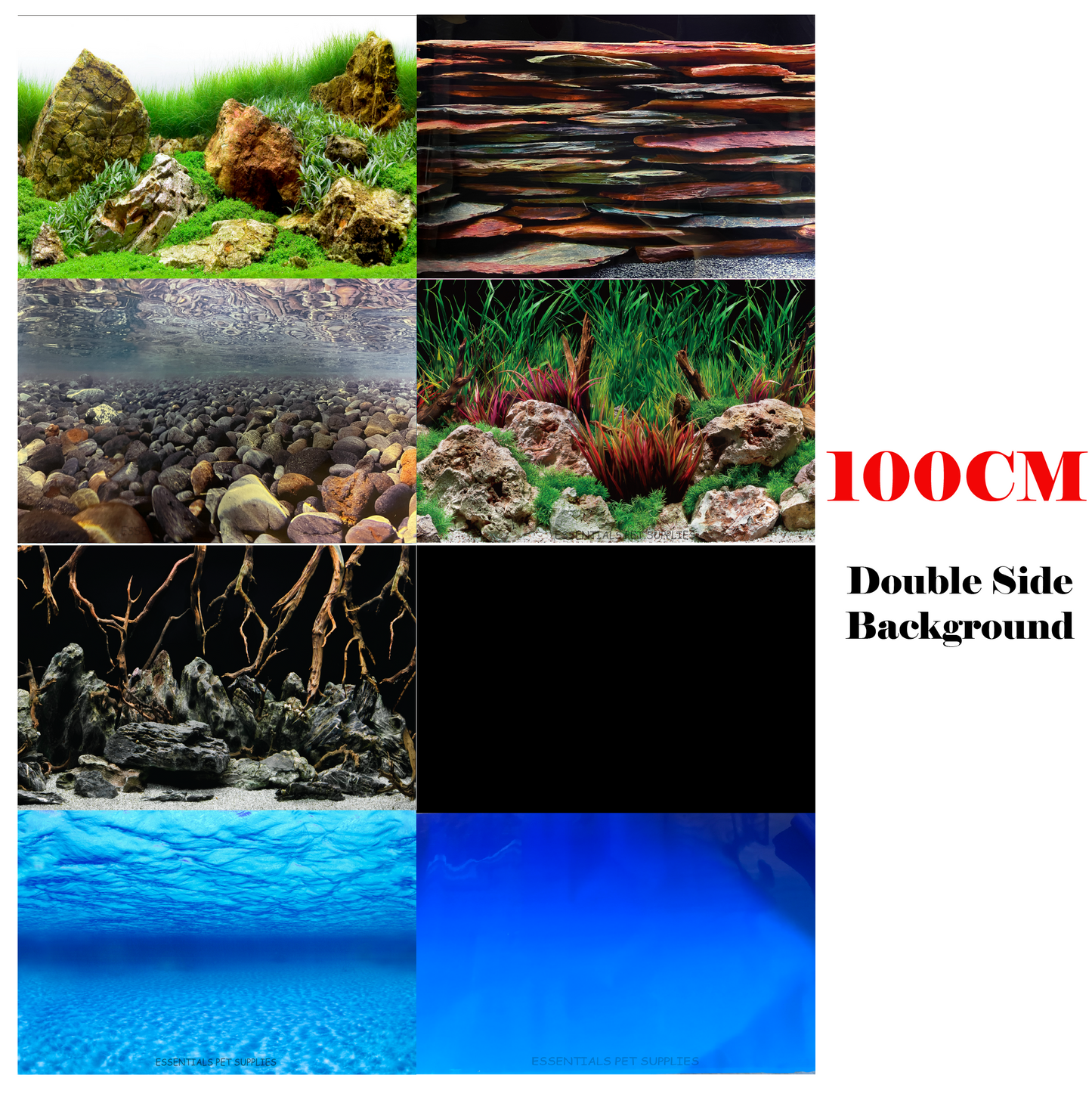 Aquarium Fish Tank Background Double Side Poster 40"(100cm)*3ft/4ft/5ft/6ft