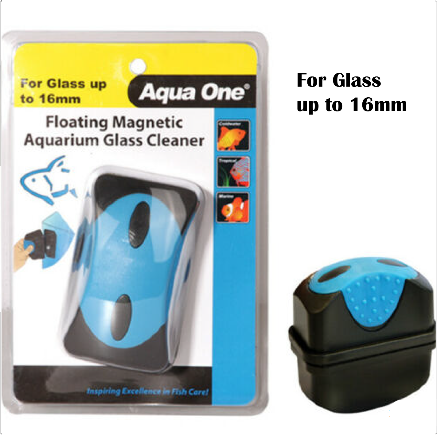 Aqua One Aquarium Fish Tank Floating Magnetic Cleaner For 5/8/12/16mm Glass