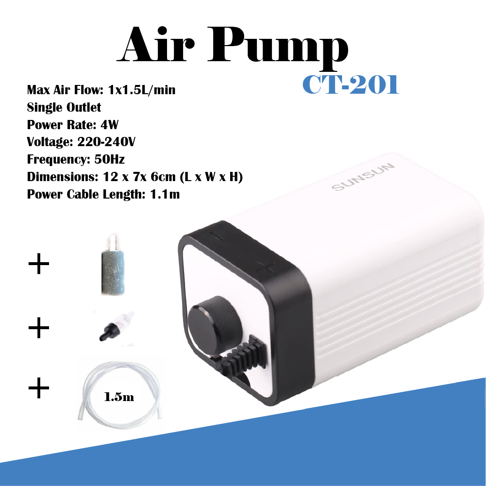 SUNSUN Aquarium Air Pump Oxygen Fountain Pond Water Fish Tank