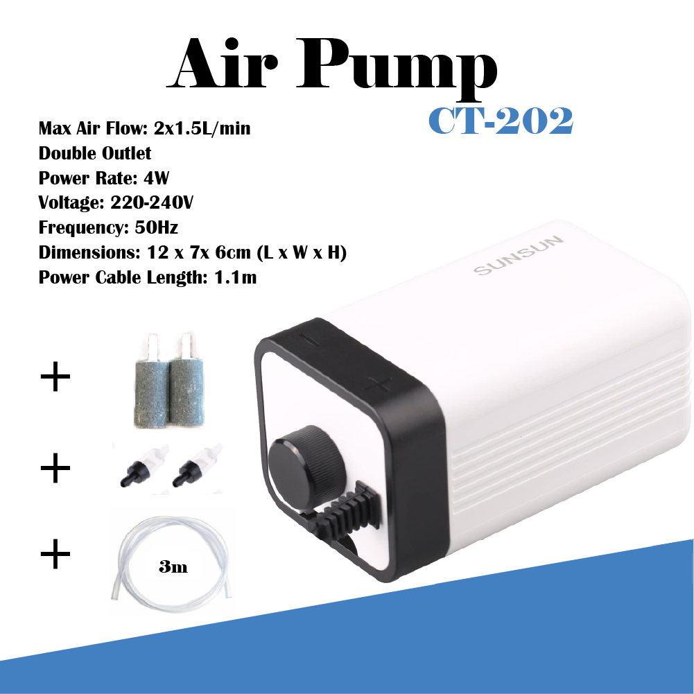 SUNSUN Aquarium Air Pump Oxygen Fountain Pond Water Fish Tank