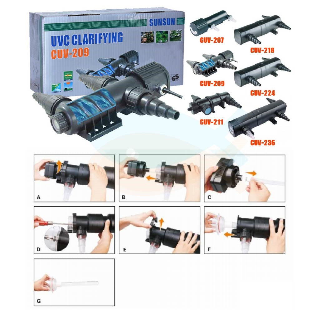 SUNSUN (Grech) 7W-36W UV Clarifying Light Pond Clarifier Aquarium UV Sterilizer