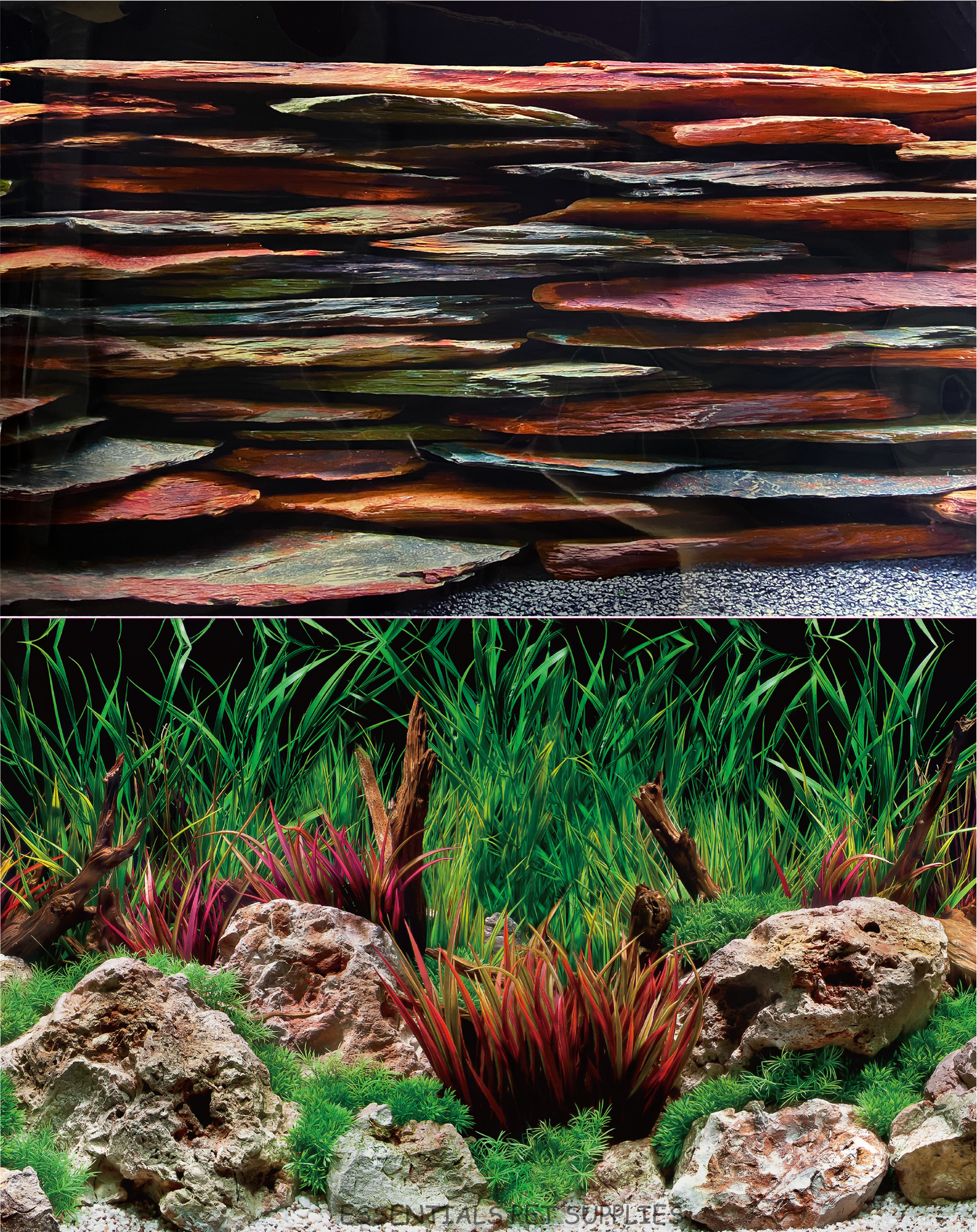 Aquarium Fish Tank Background Double Side Poster 18"(45cm)*3ft/4ft/5ft/6ft