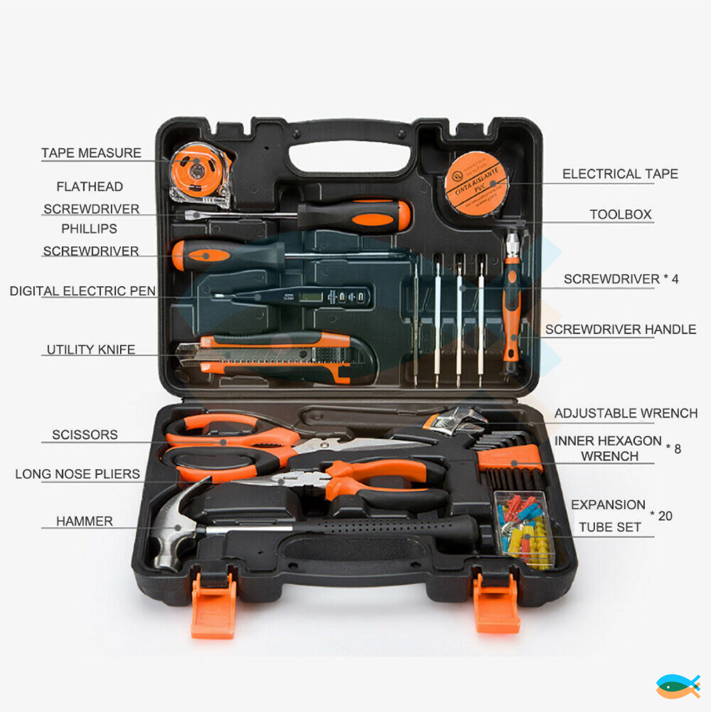45 Pcs Household Hand Tools Set Hand Tool Kit for Home Office Car Repair Storage