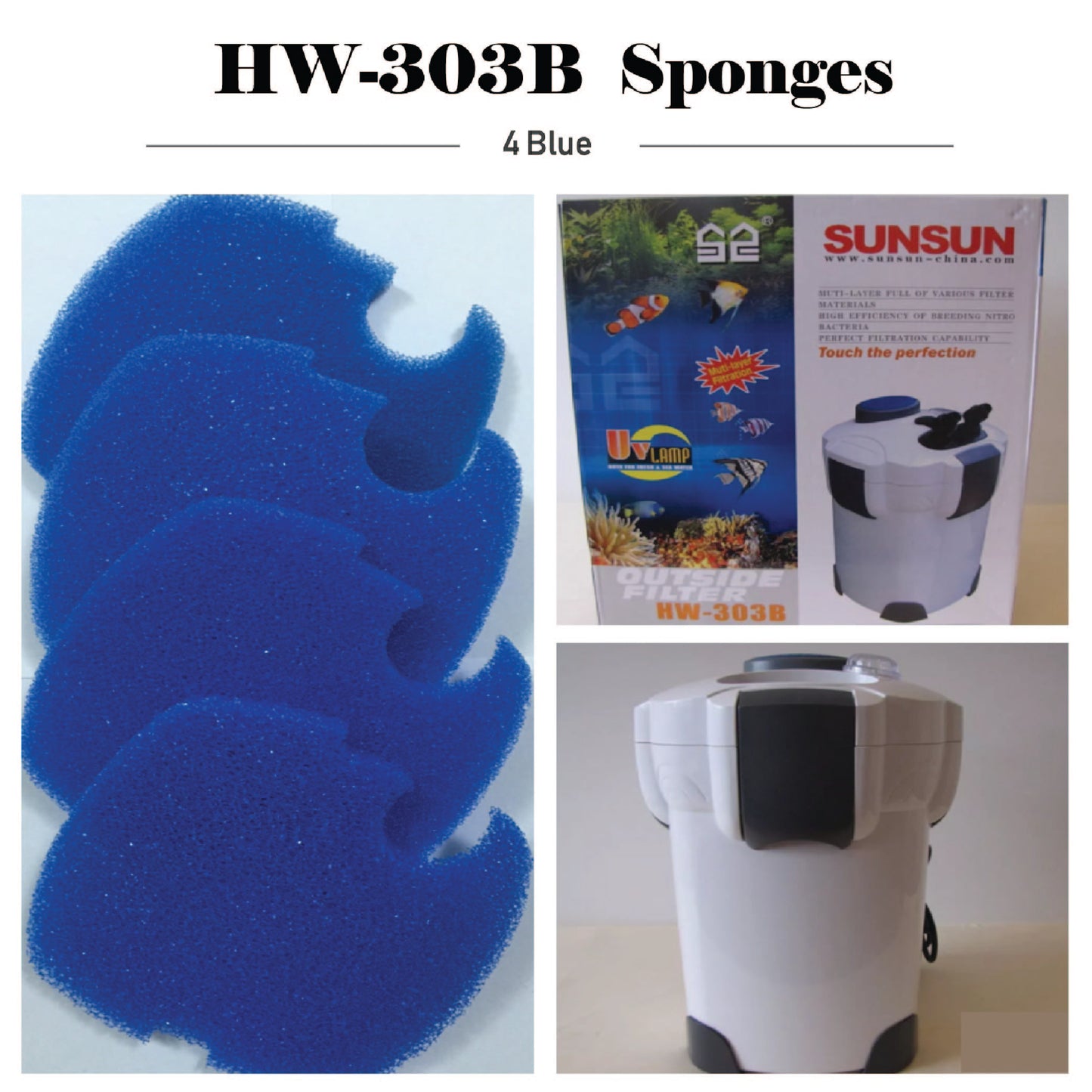 SUNSUN 4PCS genuine replacement sponge pad for all brand with the model number HW-303