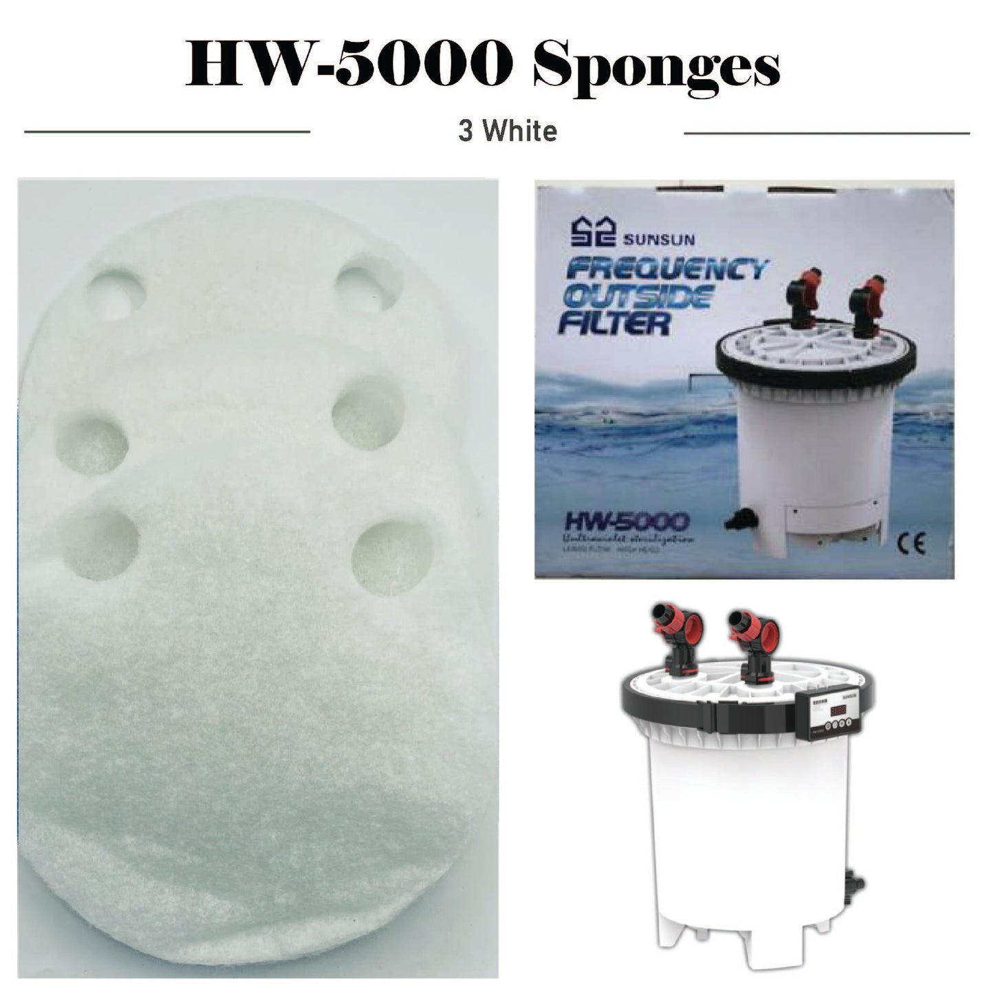 SUNSUN 3PCS HW-5000 External Canister Filter genuine replacement sponge pads