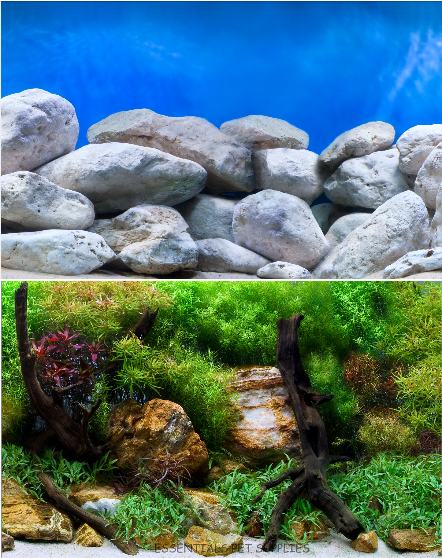 Aquarium Fish Tank Background Double Side Poster 18"(45cm)*3ft/4ft/5ft/6ft