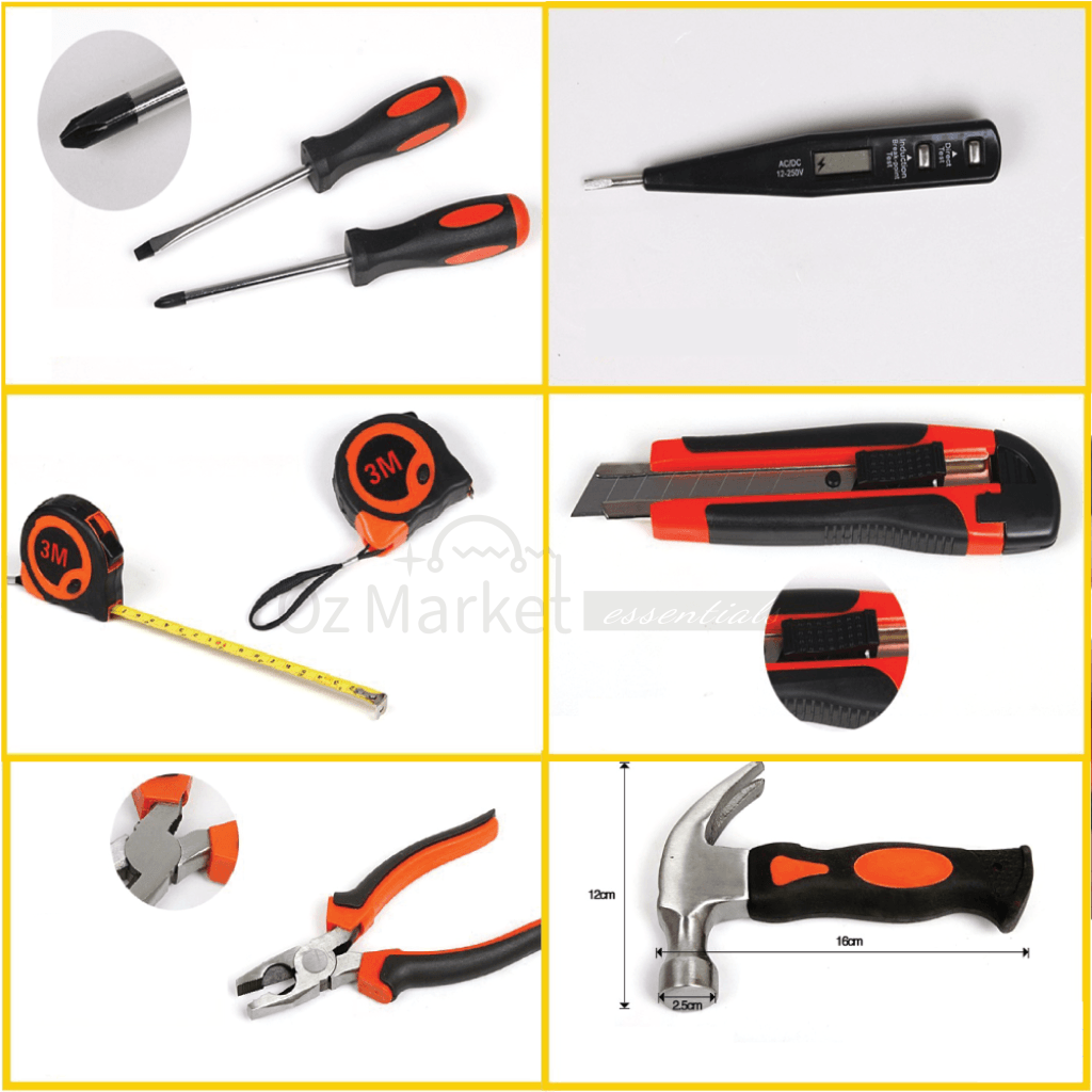 9Pcs Hardware Tool Set Wrench Plier Hammer Knives Family Necessary Repair Tools & Workshop Equipment | OzMarket Essentials | Pet Supplies