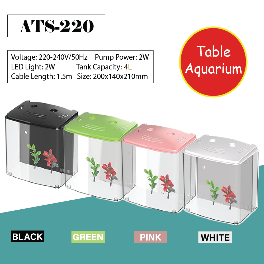 SUNSUN Small Desktop 4L Acrylic Ecological Fish tank with LED light and Filter