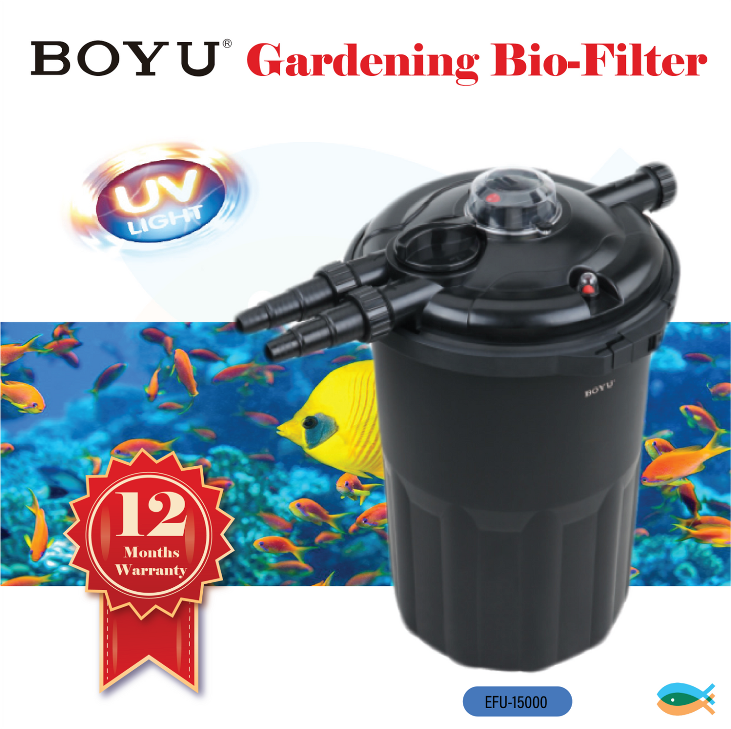 BOYU Gardening Bio-Filter Aquarium Fish Tank Pond 5000-15000L UV Steriliser