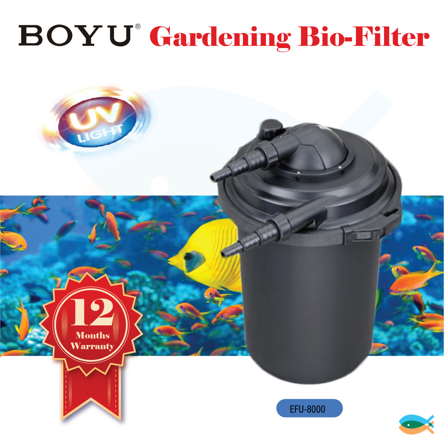 BOYU Gardening Bio-Filter Aquarium Fish Tank Pond 5000-15000L UV Steriliser