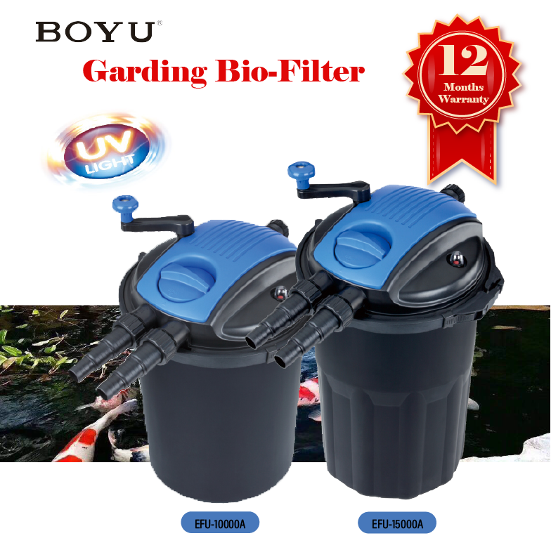 BOYU Aquarium External Canister Bio-Filter Fish Tank Pond UV Light & Media