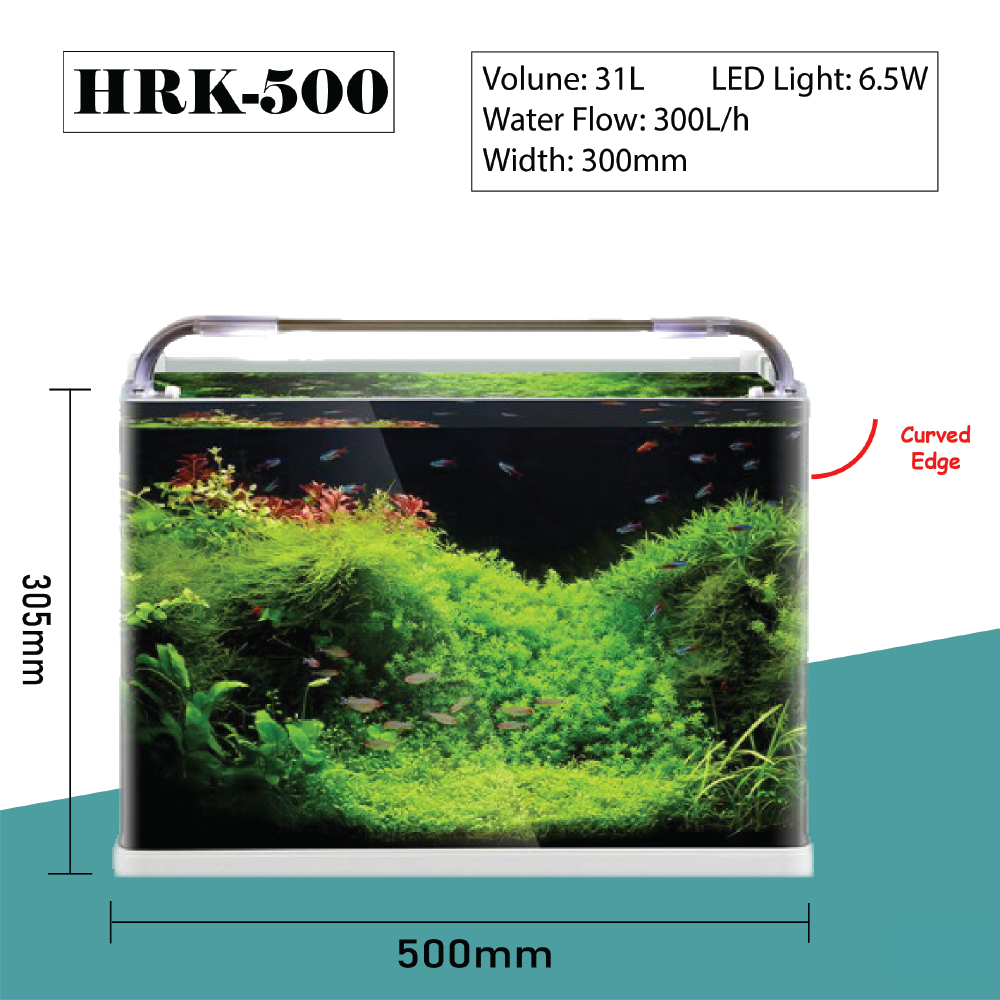 SUNSUN HRK-500 31L Open top Curved Front View Aquarium Fish Tank Complete Set