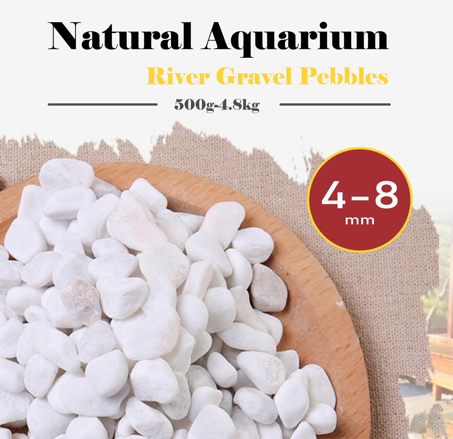 500g-4.8kg white stone natural aquarium river gravel pebbles 4-8mm