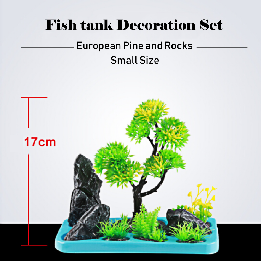 SUNSUN Fish tank Decoration Set European Pine and Rocks Small