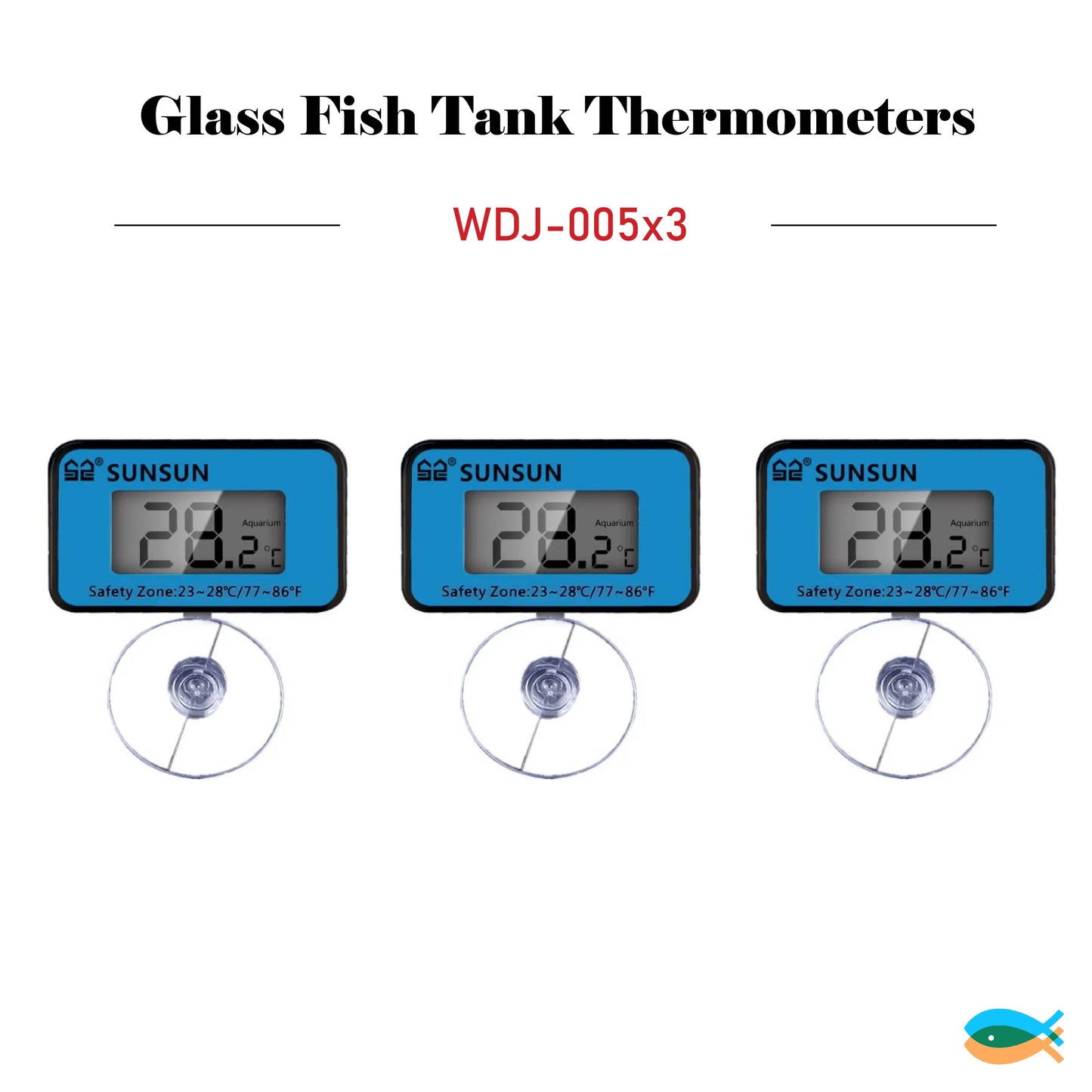 3pcs SUNSUN Digital LCD Fish Tank Thermometer Aquarium Temperature Meter