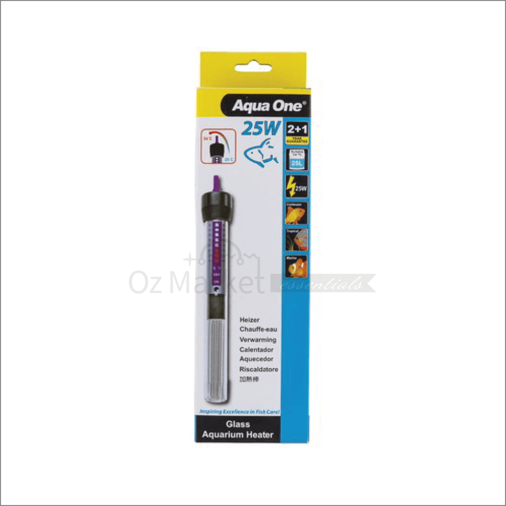 Aqua One Submersible Glass Aquarium Fish Tank Heater 25W Heaters & Chillers
