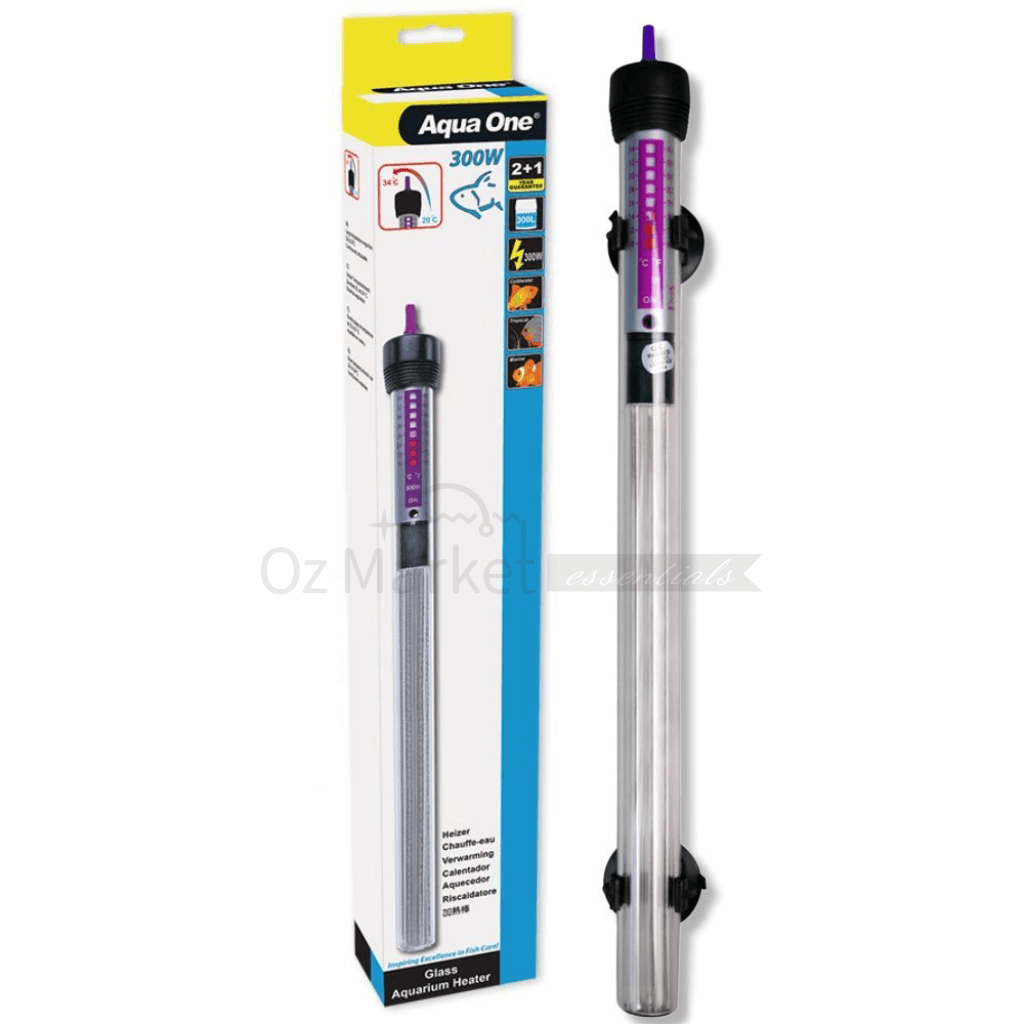 Aqua One Submersible Glass Aquarium Fish Tank Heater 300W Heaters & Chillers