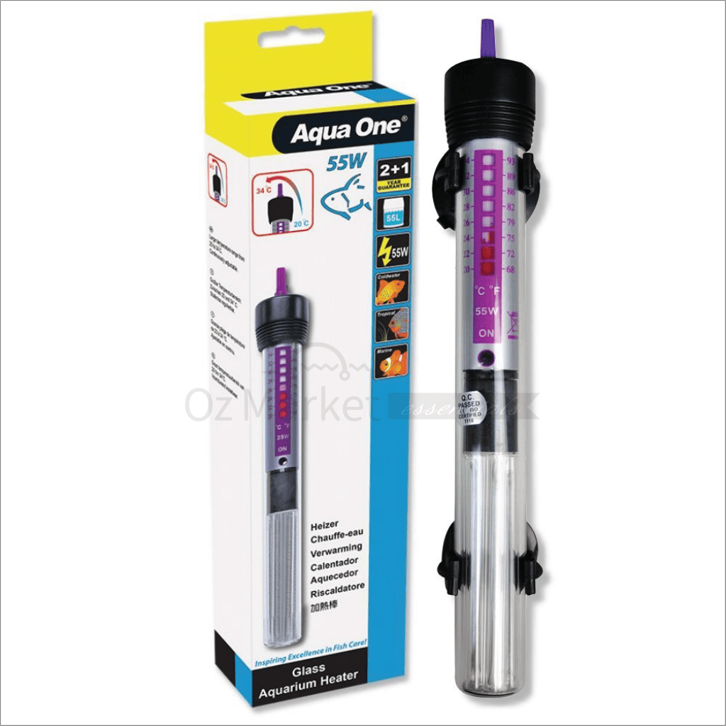 Aqua One Submersible Glass Aquarium Fish Tank Heater 55W Heaters & Chillers
