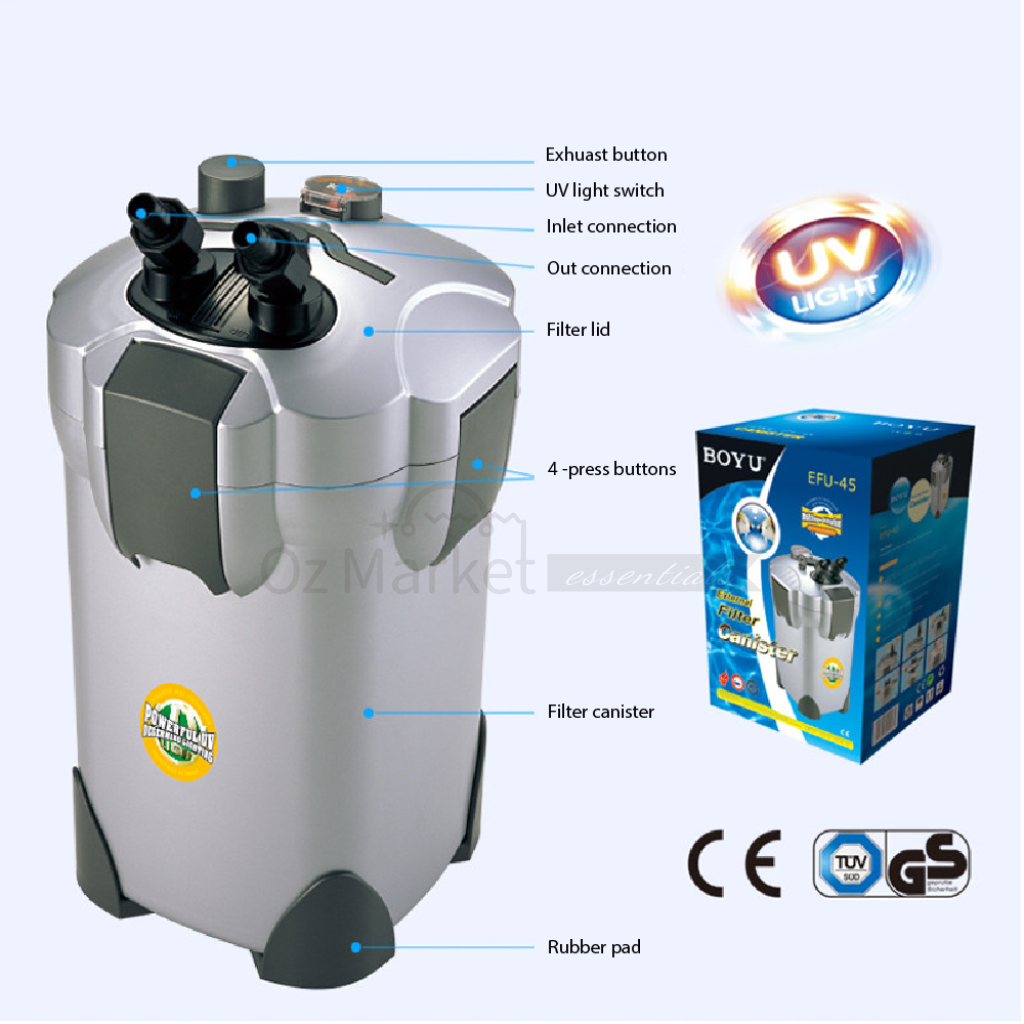 Boyu Ef-35 & Efu-35 - 950L/h Canister Aquarium Filter For 350-550L Tank External Filter