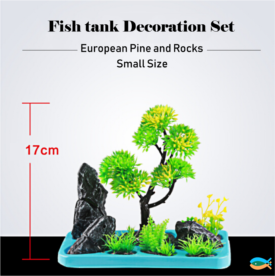 SUNSUN Fish tank Decoration Set European Pine and Rocks Small