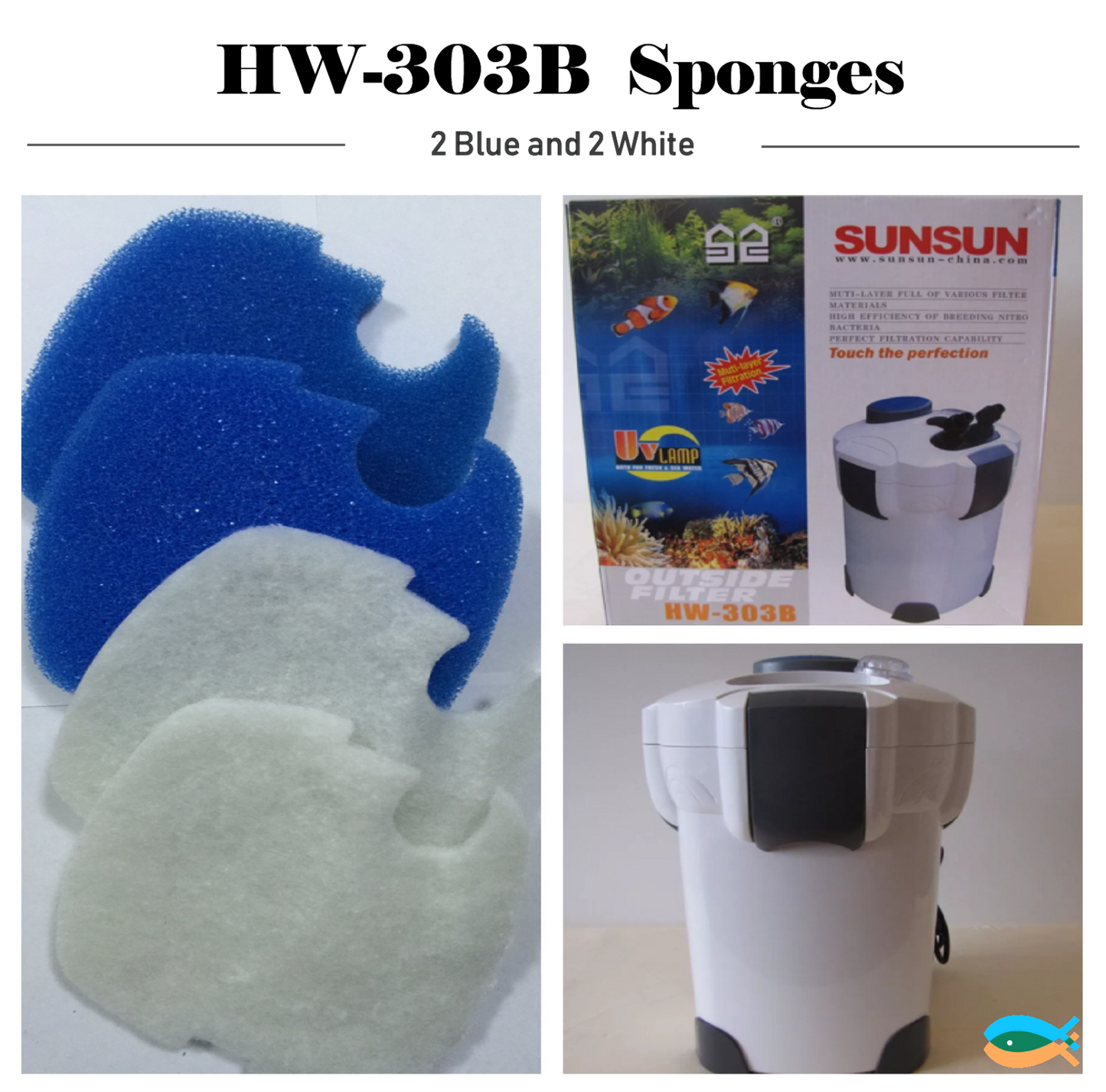 SUNSUN 4PCS genuine replacement sponge pad for all brand with the model number HW-303