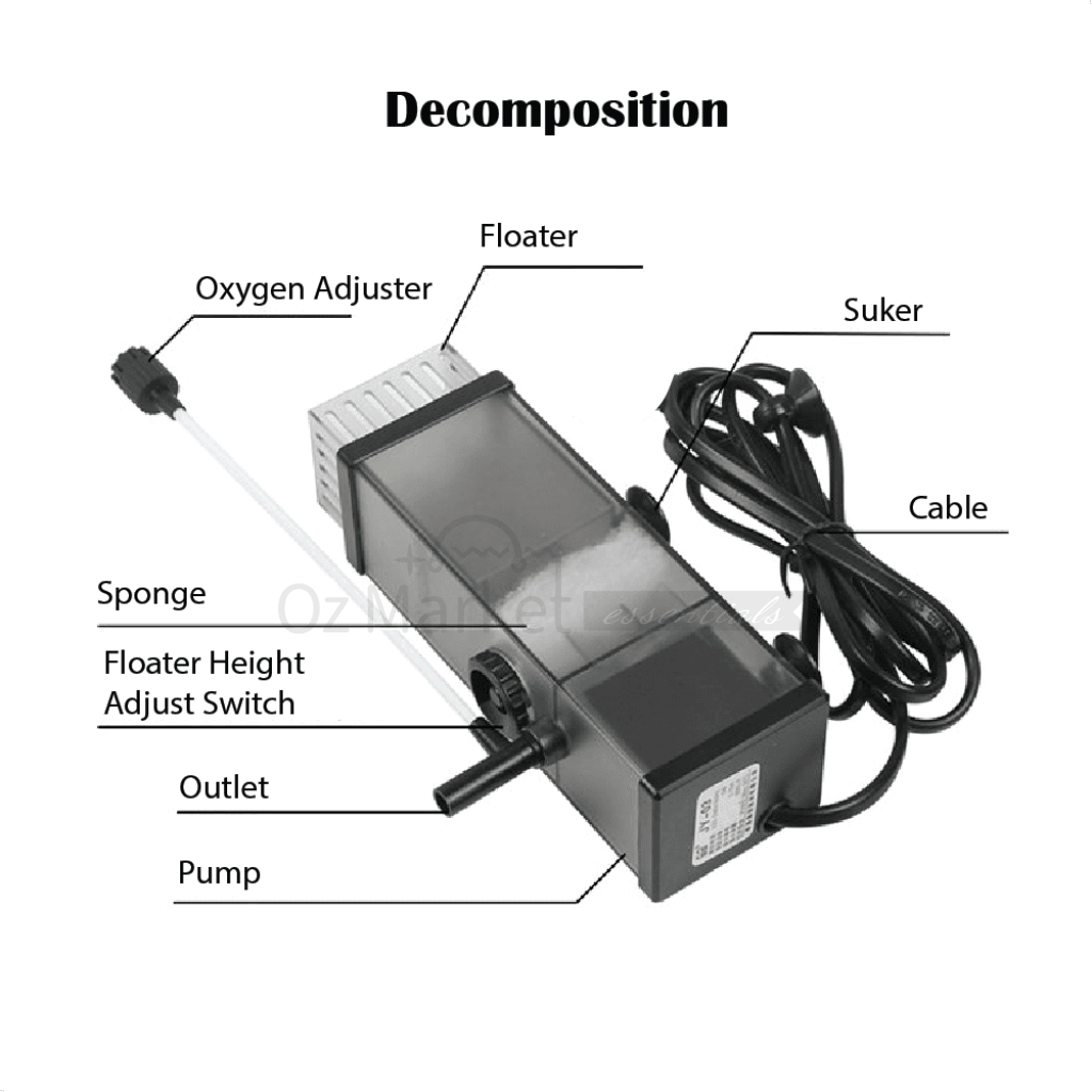 Sunsun 300L/h Aquarium Surface Skimmer Filter Pump Oil Film Protein Remover