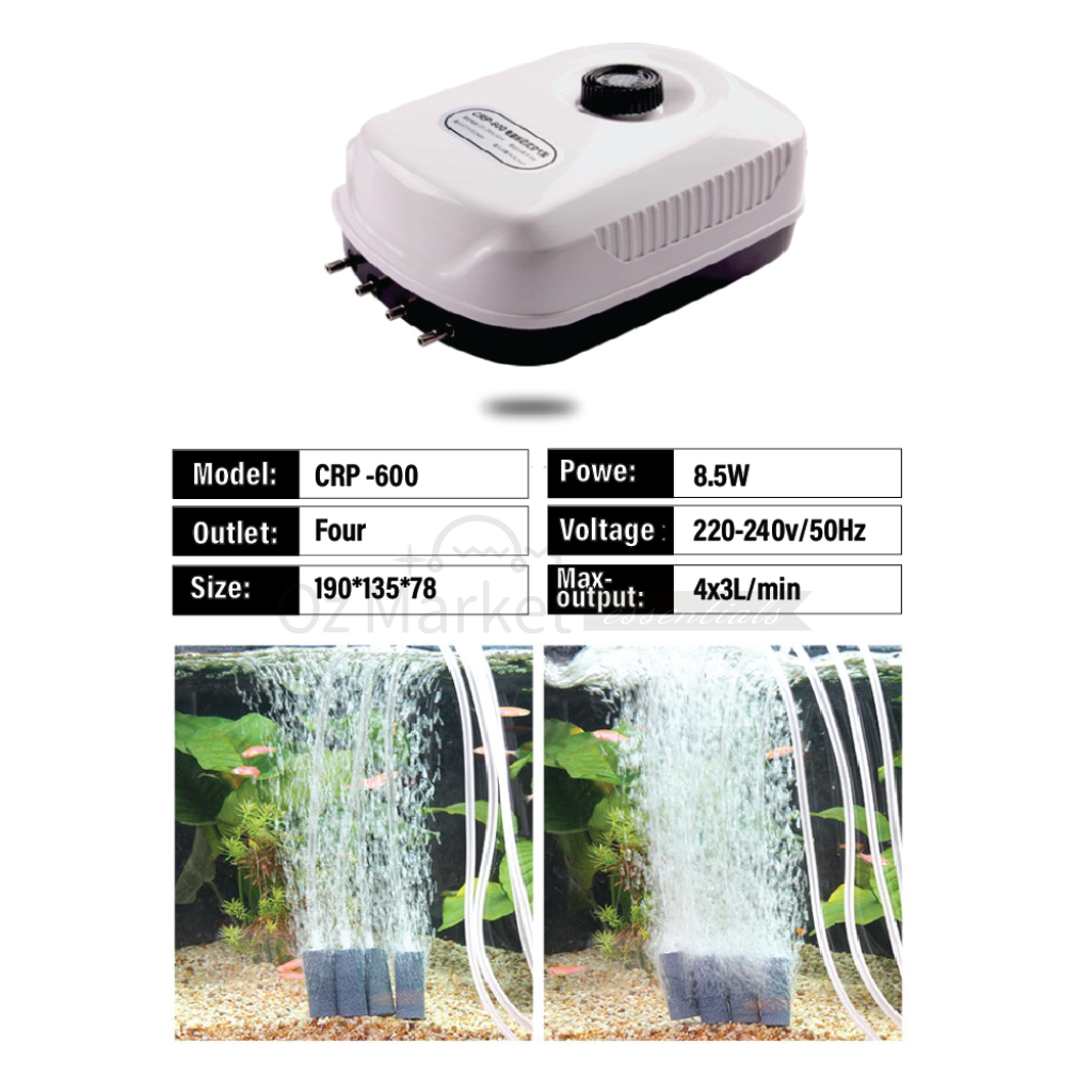 Sunsun 8.5W Brand New 4 X 3L/m Air Pump With Outlets Pumps