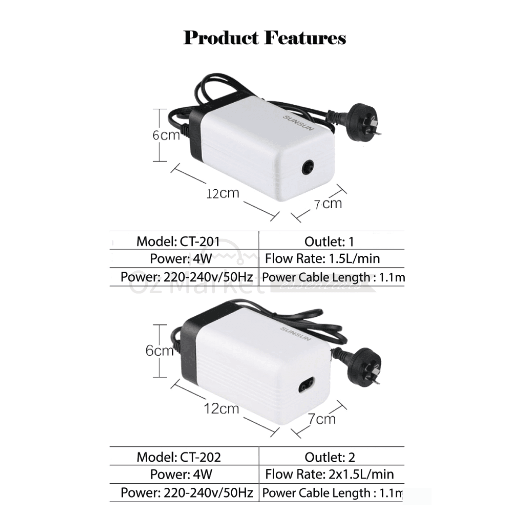 Sunsun Aquarium Air Pump Oxygen Fountain Pond Water Fish Tank Pumps