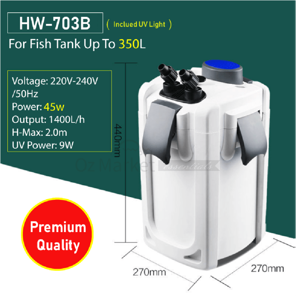 Sunsun Hw-703B -1400L/h Premium External Canister Filter Uv Light 3 X Free Media External Filter