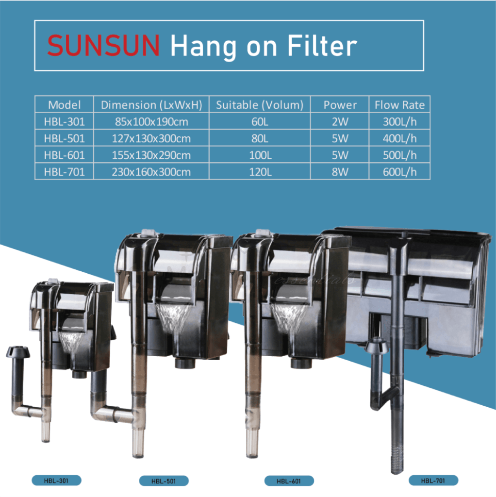 Sunsun300L/h 400L/h 500L/h 600L/h Aquarium Fish Tank Hang On Filter