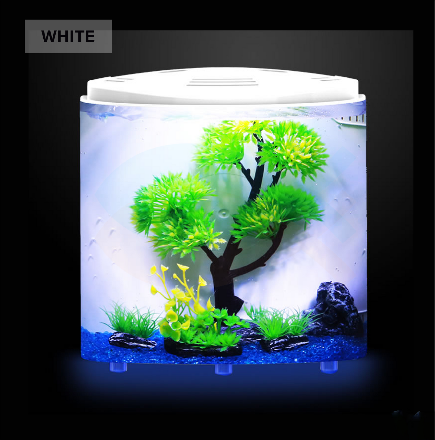 SUNSUN Small Curved Front Desktop 4L Acrylic Aquarium Fish Tank with LED Light and Filter