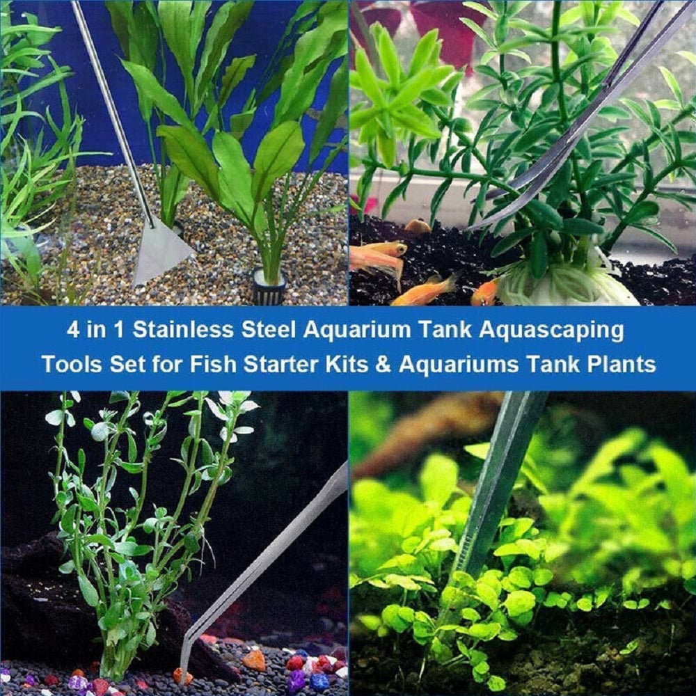 4pcs/5pcs Aquarium Tank Aquatic Plant Tweezers Scissors Spatula Tool Set Starter