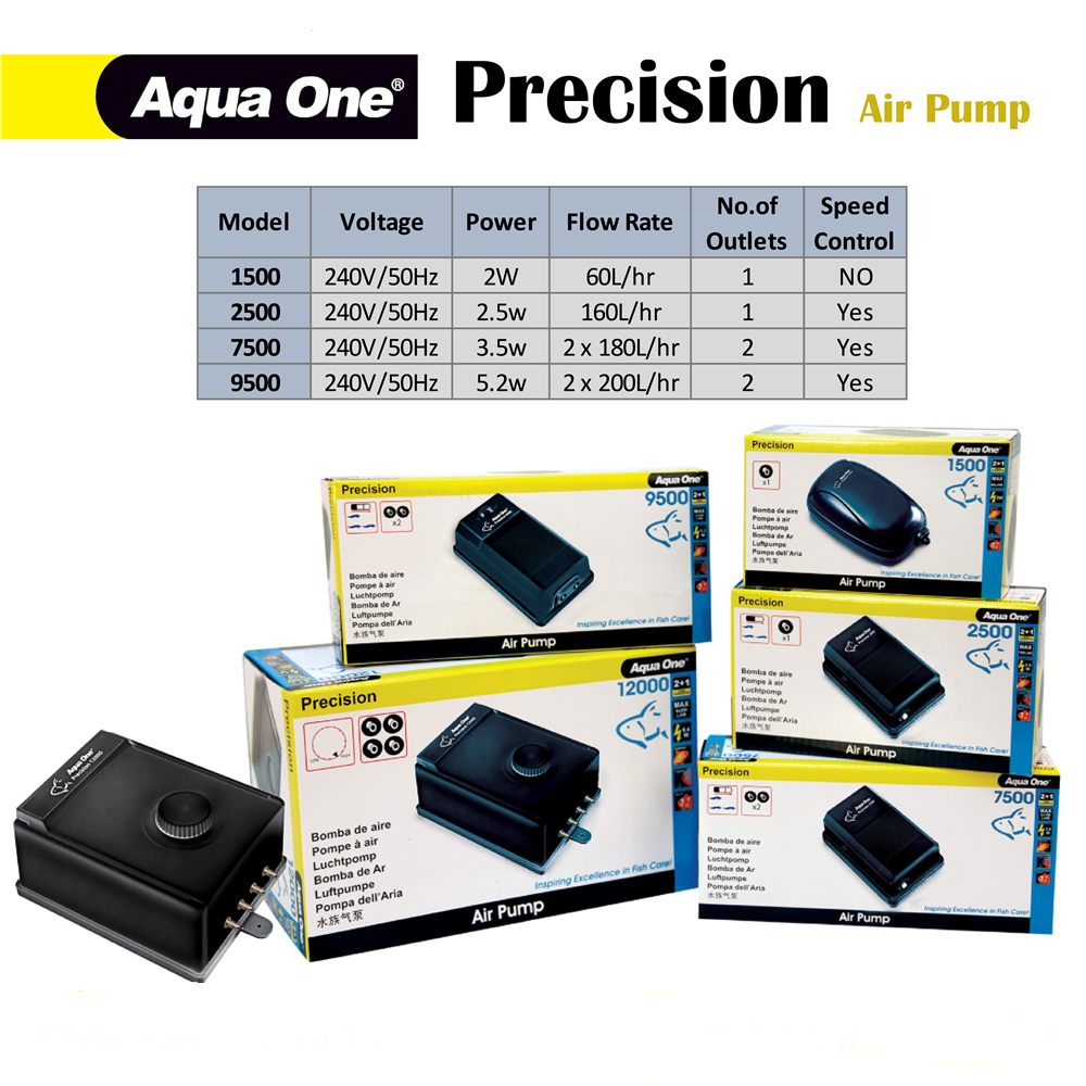 Aqua One Precision Air Pump 1500, 2500, 7500, 9500, 12000