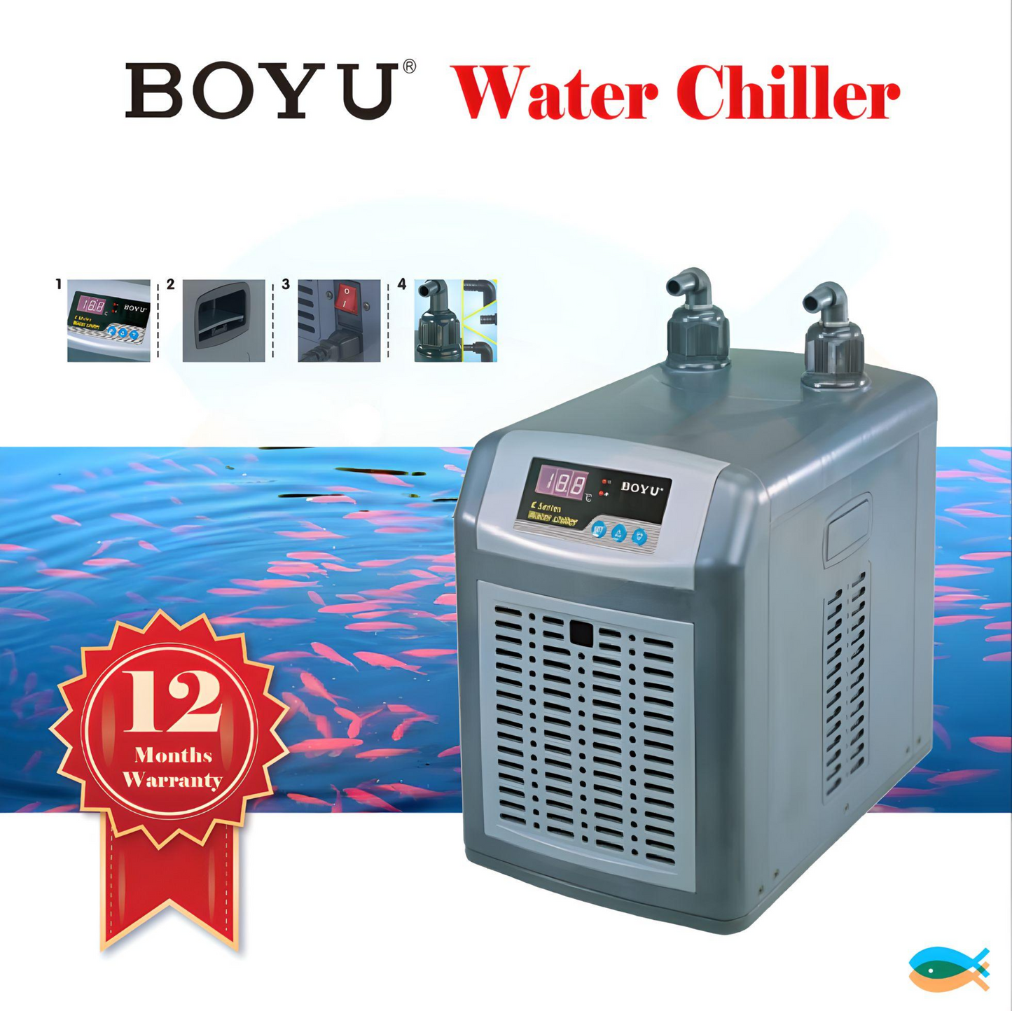 BOYU Aquarium Water Chiller Fish Shrimp Tank Cooling LED Display