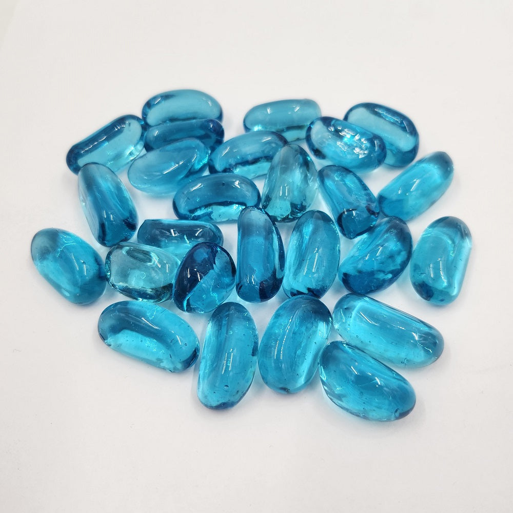 Sea Blue Glass Cashew Nut 25-28mm Aquarium Decorative Gravel Pebbles Stones Fish Tank Aquascape Terrarium
