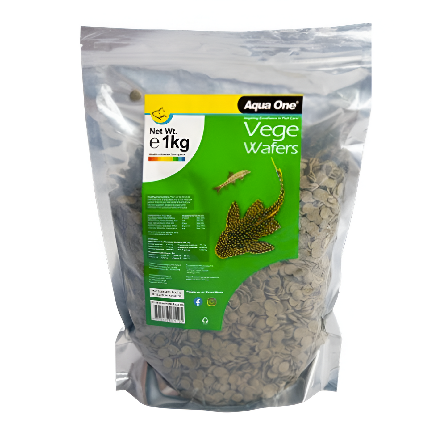 Aqua One Vege Wafers 1kg 11754 - Algae Spirulina Wafer Aquarium Catfish Pleco