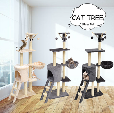 138CM Cat Tree Scratching Post Scratcher Tower Condo Toy House&nbsp;