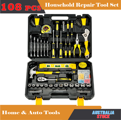 108-Piece Household Hand Tool Set Home Auto Repair Kit Premium Quality