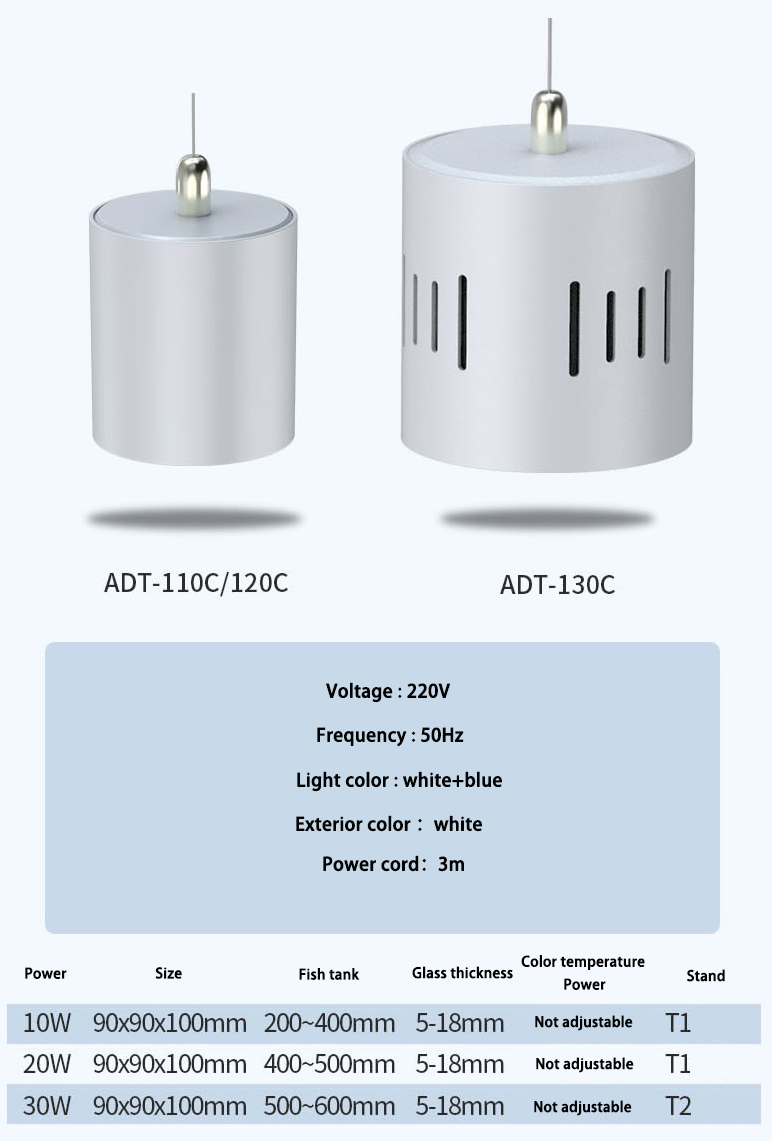 SUNSUN ADT Series Aquarium LED Light Fish Tank Lamp with Bracket Plant Tank