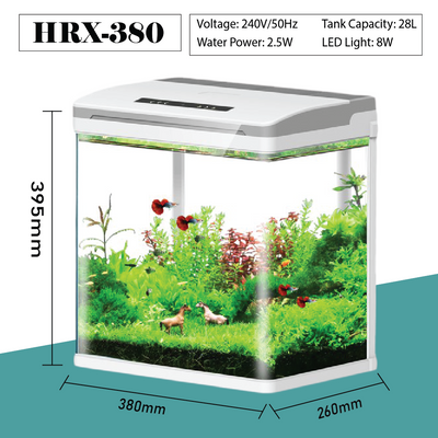 SUNSUN 28L HRX-380 aquarium fish tank with LED light and filtration system