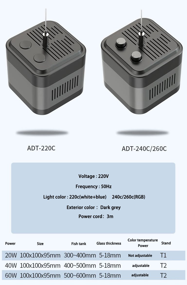 SUNSUN ADT Series Aquarium LED Light Fish Tank Lamp with Bracket Plant Tank