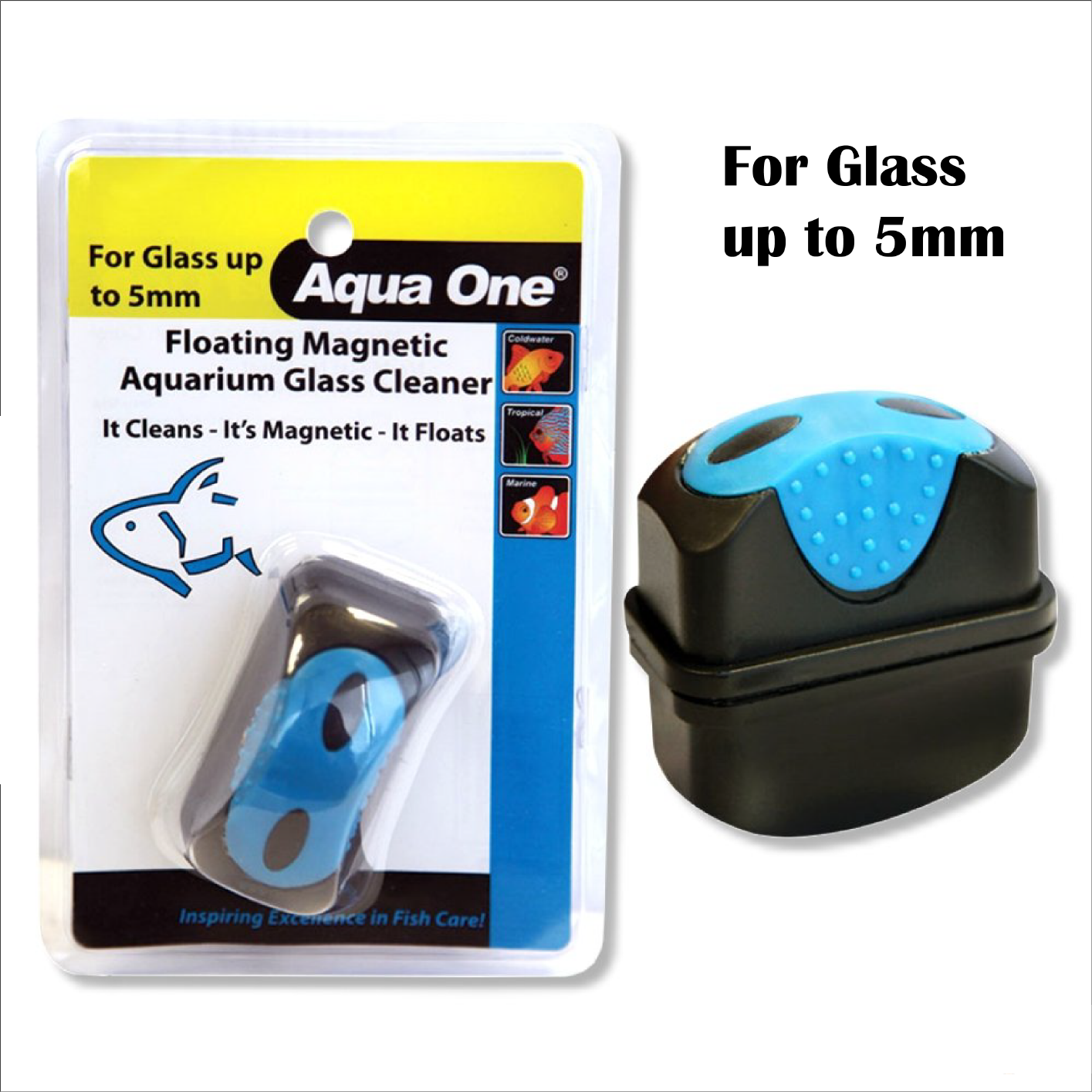 Aqua One Aquarium Fish Tank Floating Magnetic Cleaner For 5/8/12/16mm Glass
