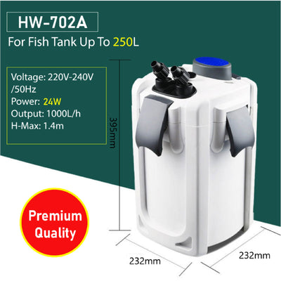 SUNSUN HW-702A 1000L/H premium external canister filter/pump plus 3 free media