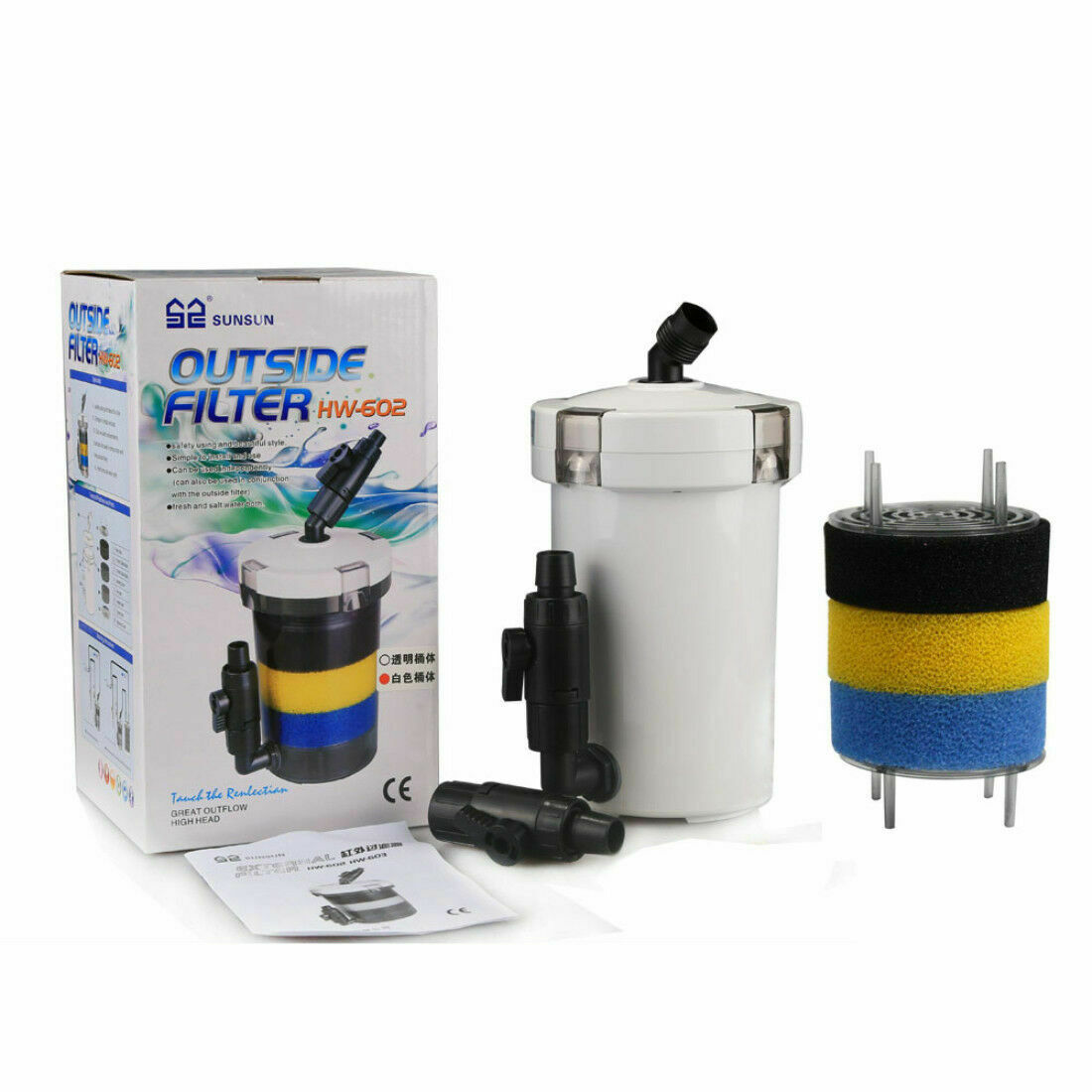 SUNSUN HW-602 & HW-602B 400L/H External Canister Filter and ACCESSORIES