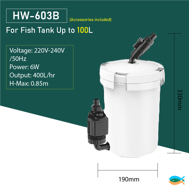 SUNSUN HW-603 & HW-603B 400L/H External Canister Filter and accessories