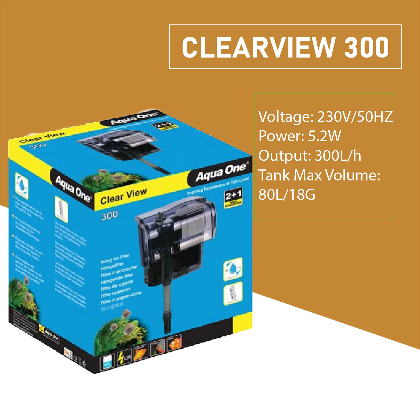 Aqua One ClearView Hang On Filters 75L/h-800L/h Aquarium Fish Tank